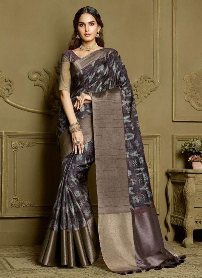 Brown Colour Chapai vol 4 Joh Rivaj Chapa Silk Printed Saree Collection 9509